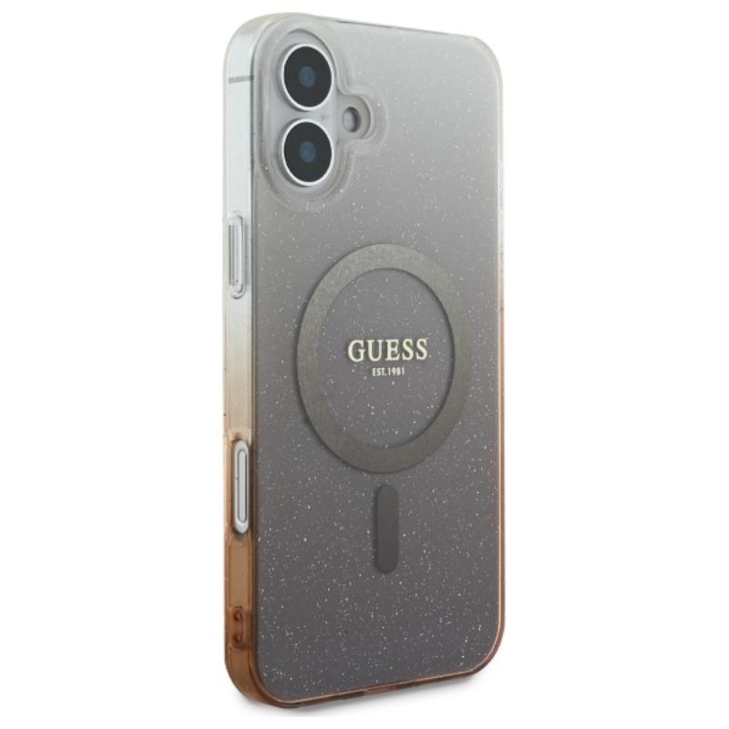 Guess IML Glitter Gradient MagSafe - Etui iPhone 16 (brązowy)