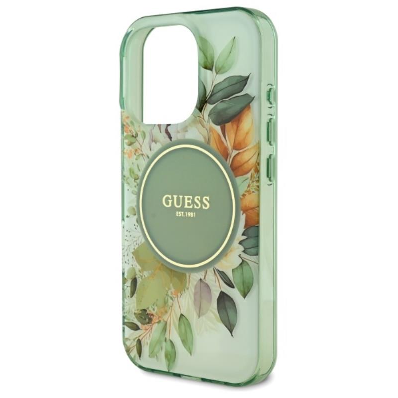 Guess IML Flower & Tonal Circle MagSafe - Etui iPhone 16 Pro Max (zielony)