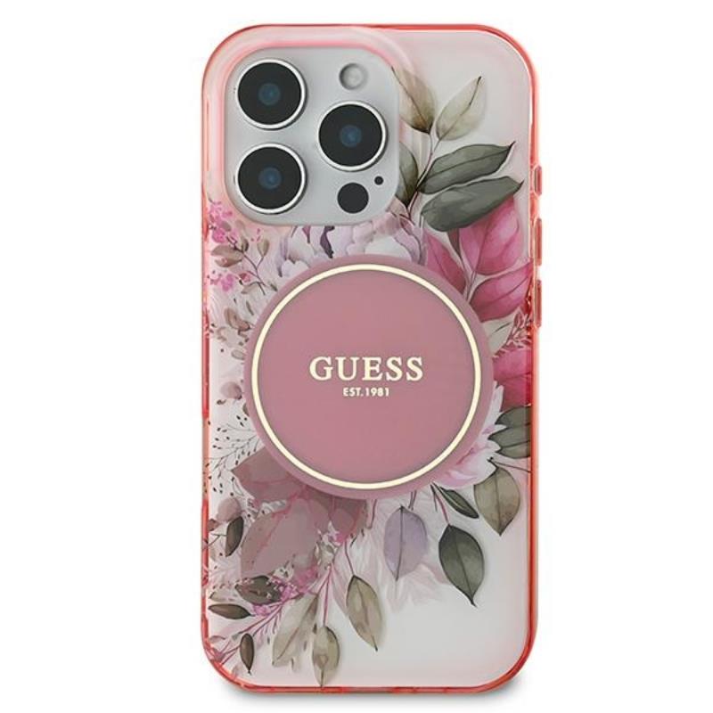 Guess IML Flower & Tonal Circle MagSafe - Etui iPhone 16 Pro Max (różowy)