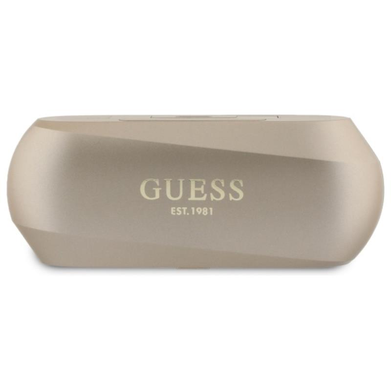 Guess Elongated Metalic Printed Logo - Słuchawki Bluetooth TWS + etui ładujące (złoty)