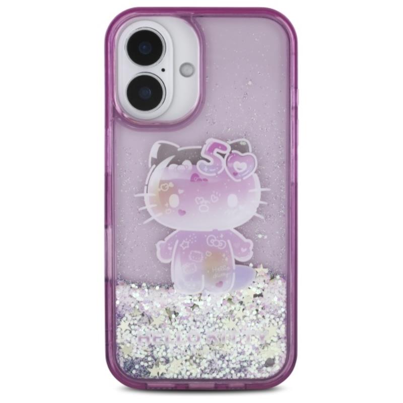 Hello Kitty Liquid Glitter 50TH Anniversary Party - Etui iPhone 16 (fioletowy)