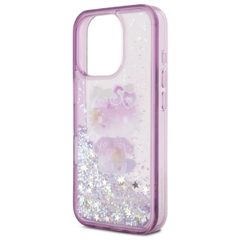 Hello Kitty Liquid Glitter 50TH Anniversary Party - Etui iPhone 16 Pro Max (fioletowy)