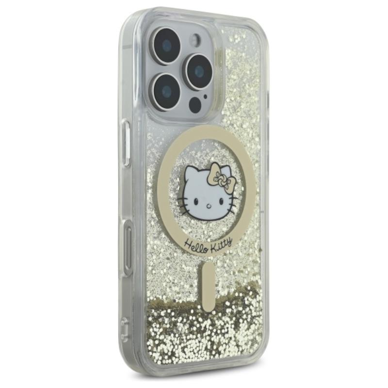 Hello Kitty Liquid Glitter Fever MagSafe - Etui iPhone 16 Pro Max (biały / złoty)