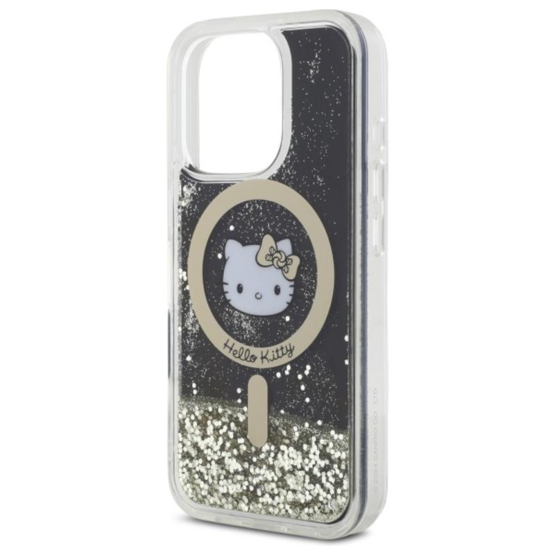 Hello Kitty Liquid Glitter Fever MagSafe - Etui iPhone 16 Pro Max (czarny / złoty)