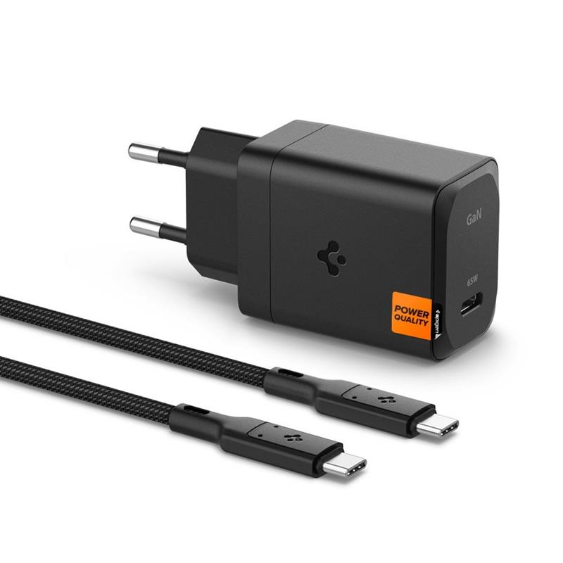 Spigen ArcStation Pro GaN-651 - Ładowarka sieciowa USB-C PD 3.0 PPS 65W + kabel USB-C (Czarny)