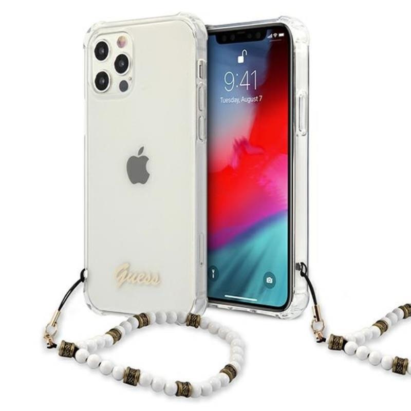 Guess White Pearl Strap - Etui iPhone 12 Pro Max (przezroczysty)