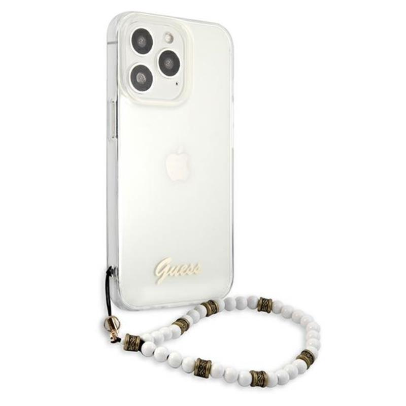 Guess White Pearl Strap - Etui iPhone 13 Pro (przezroczysty)