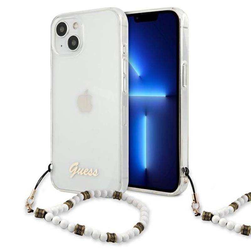 Guess White Pearl Strap - Etui iPhone 15 / 14 / 13 (przezroczysty)