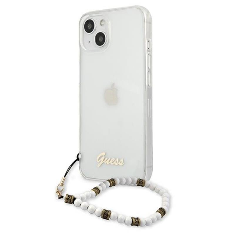 Guess White Pearl Strap - Etui iPhone 15 / 14 / 13 (przezroczysty)