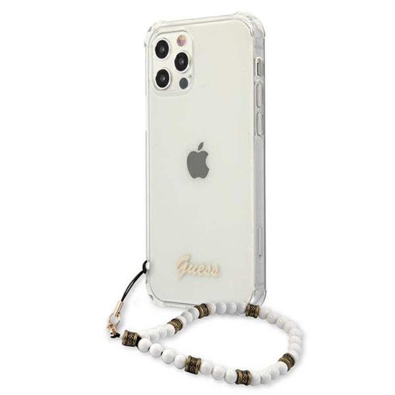 Guess White Pearl Strap - Etui iPhone 12 / iPhone 12 Pro (przezroczysty)