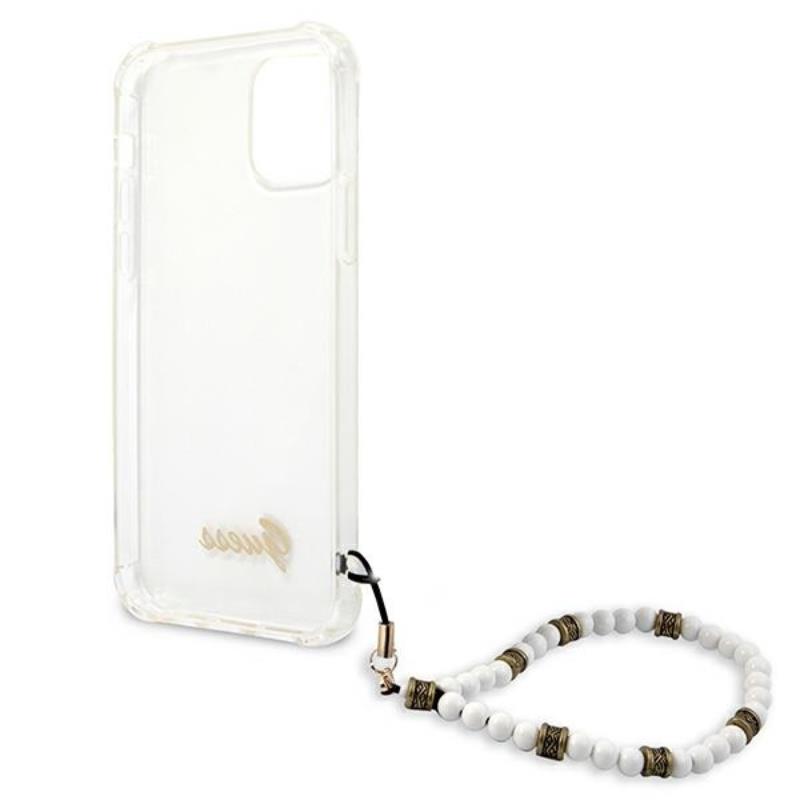 Guess White Pearl Strap - Etui iPhone 12 / iPhone 12 Pro (przezroczysty)