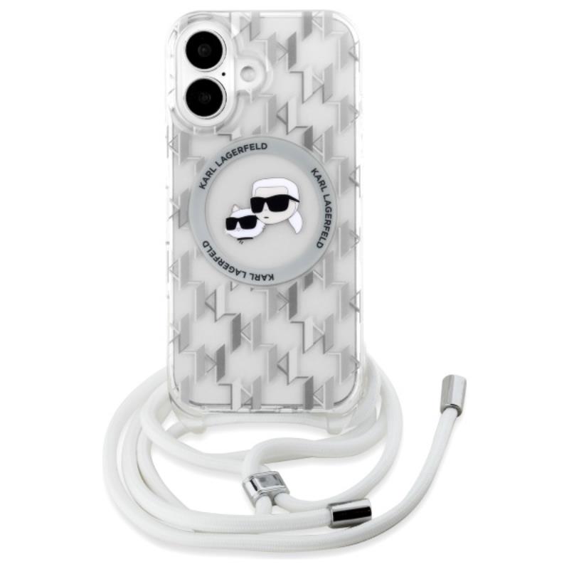 Karl Lagerfeld IML Crossbody Monogram Karl & Choupette Head MagSafe - Etui iPhone 16 (przezroczysty)