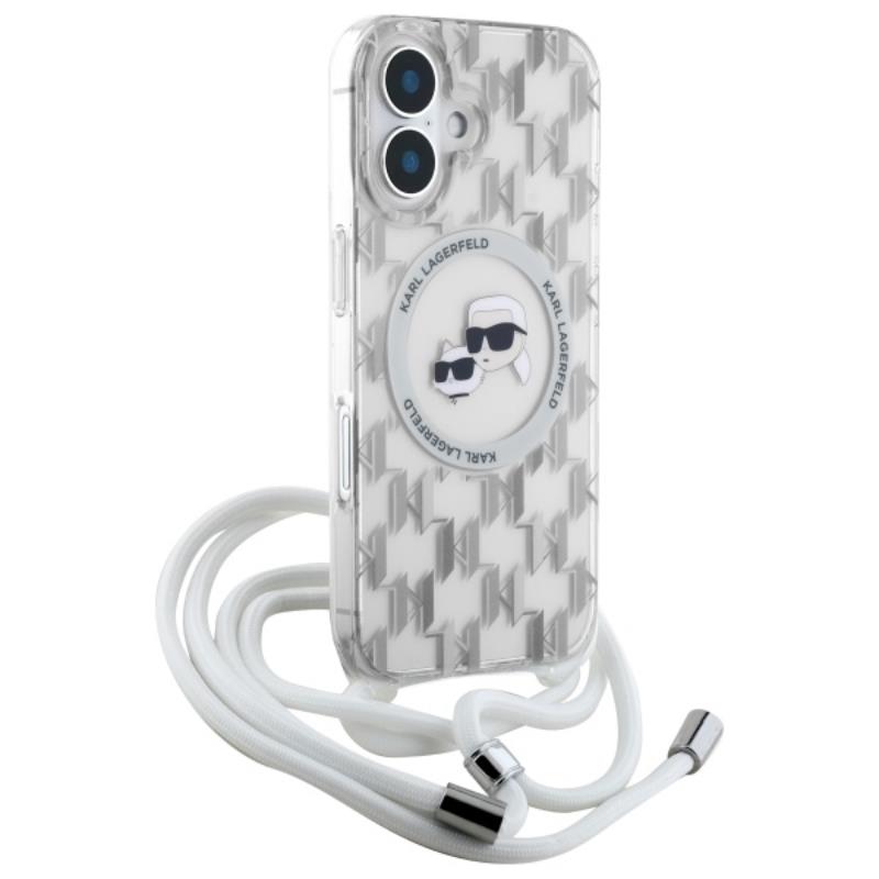 Karl Lagerfeld IML Crossbody Monogram Karl & Choupette Head MagSafe - Etui iPhone 16 (przezroczysty)