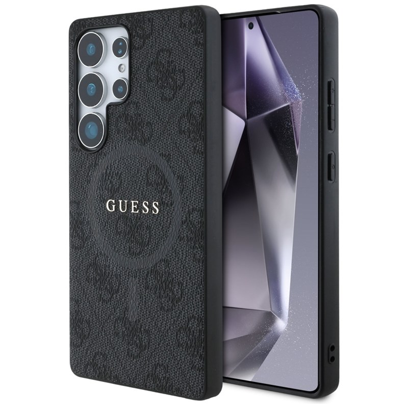 Guess Leather 4G Colored Ring Classic Logo MagSafe - Etui do Samsung Galaxy S25 Ultra (czarny)