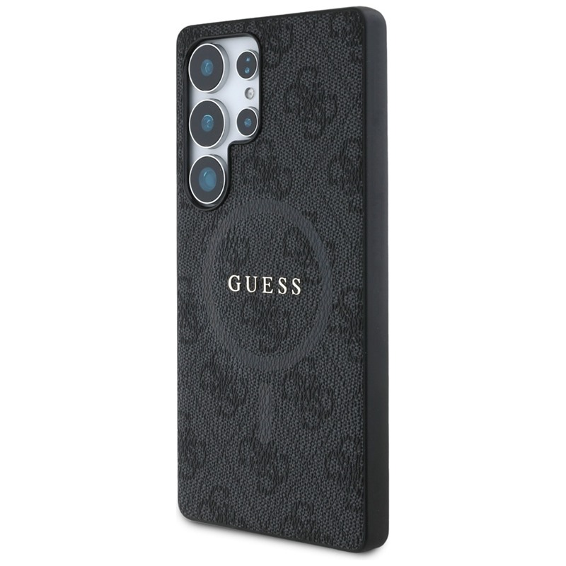Guess Leather 4G Colored Ring Classic Logo MagSafe - Etui do Samsung Galaxy S25 Ultra (czarny)