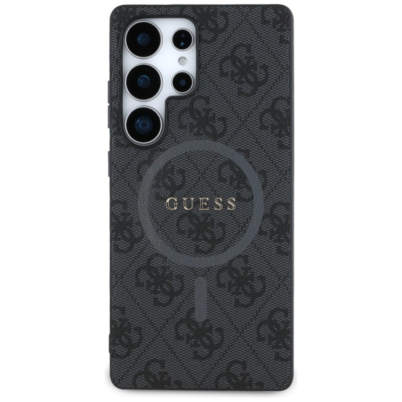 Guess Leather 4G Colored Ring Classic Logo MagSafe - Etui do Samsung Galaxy S25 Ultra (czarny)