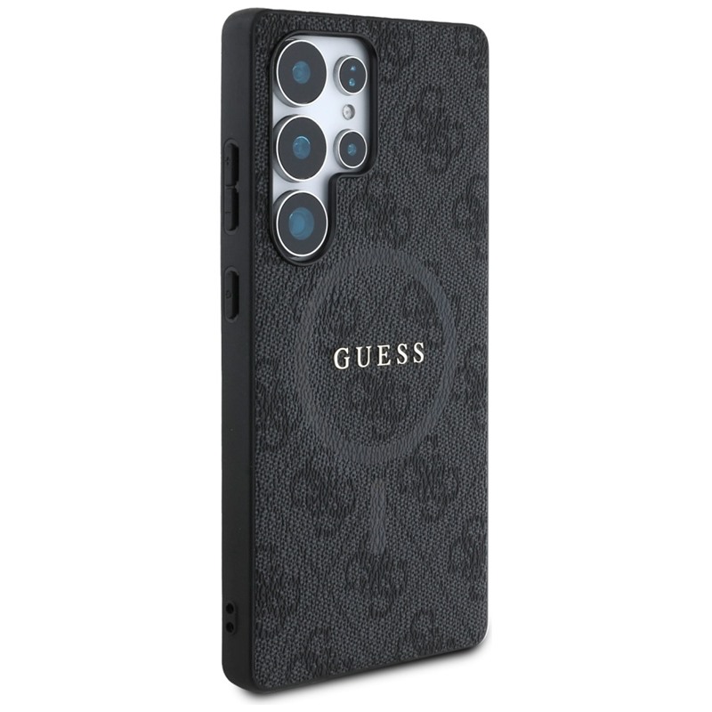 Guess Leather 4G Colored Ring Classic Logo MagSafe - Etui do Samsung Galaxy S25 Ultra (czarny)