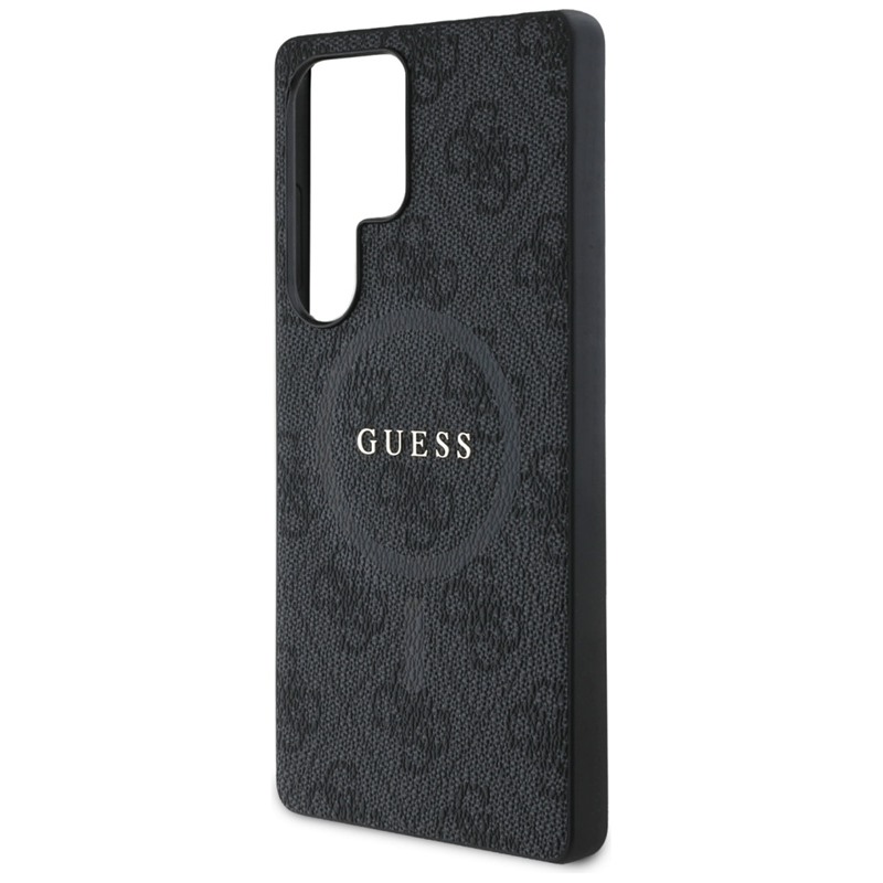 Guess Leather 4G Colored Ring Classic Logo MagSafe - Etui do Samsung Galaxy S25 Ultra (czarny)