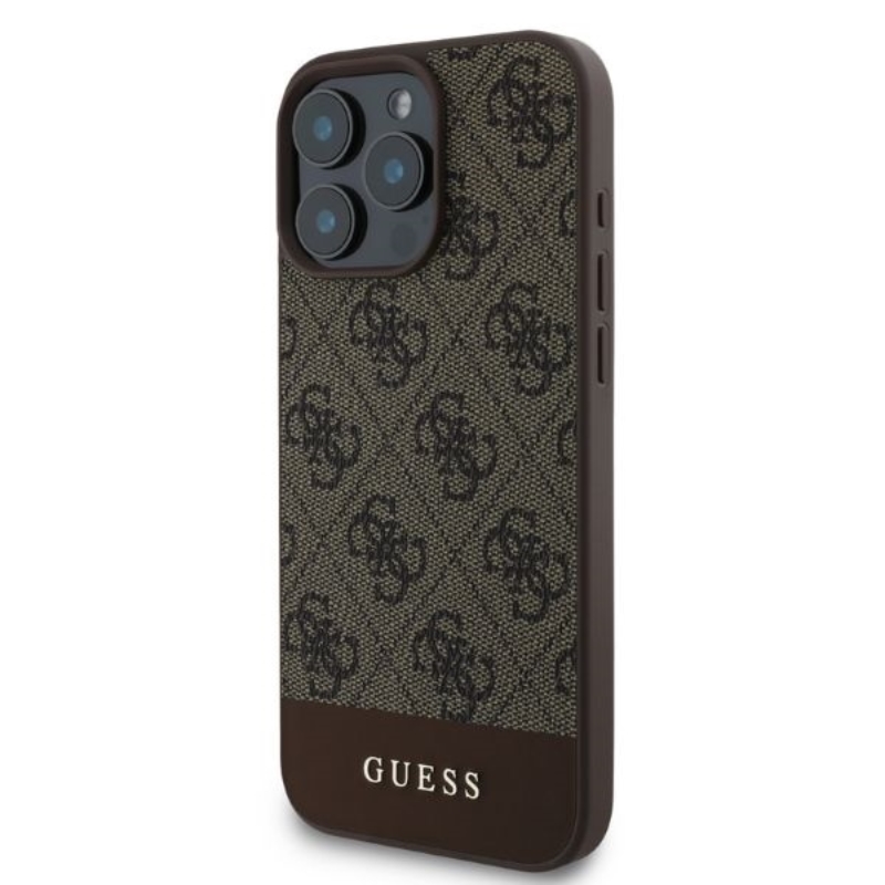 Guess 4G Bottom Stripe - Etui iPhone 16 Pro (brązowy)
