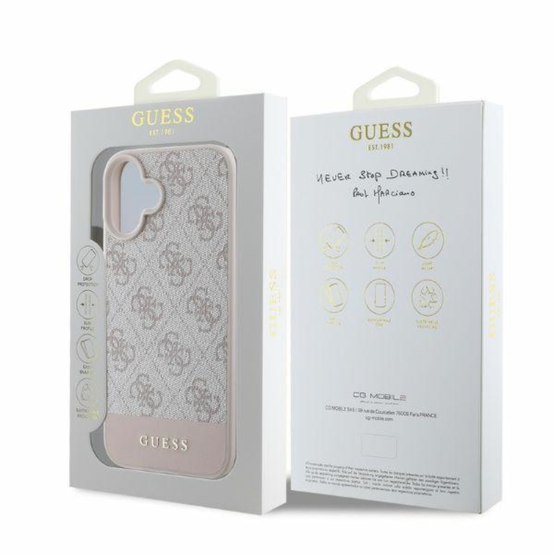 Guess 4G Bottom Stripe - Etui iPhone 16 (różowy)