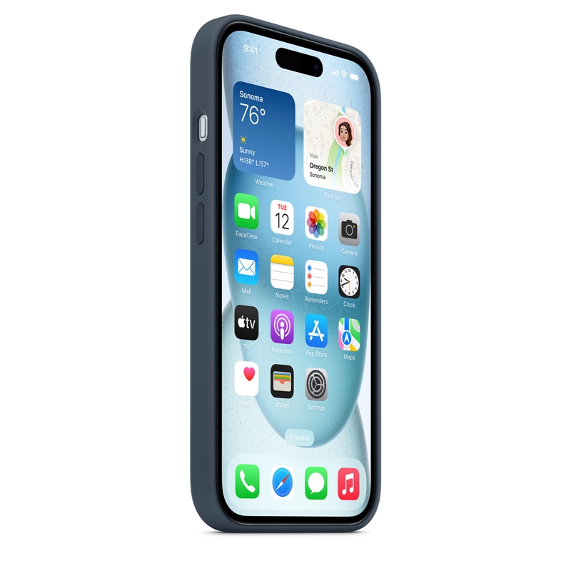 Apple Silicone Case - Silikonowe etui z MagSafe do iPhone 15 (sztormowy błękit)