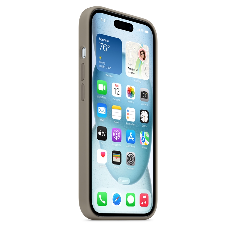 Apple Silicone Case - Silikonowe etui z MagSafe do iPhone 15 (popielaty brąz)