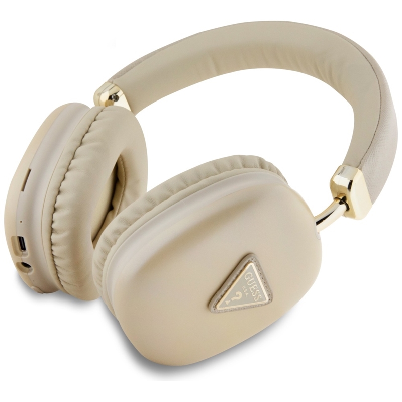 Guess Metallic Triangle Logo - Bezprzewodowe słuchawki nauszne Bluetooth V5.3 (złoty)