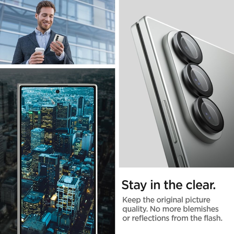 Spigen Optik Pro HD GLAS.TR EZ Fit Camera Protector 2-Pack - Szkło ochronne na obiektyw do Samsung Galaxy Z Fold 7 (2 szt)(Czarny)