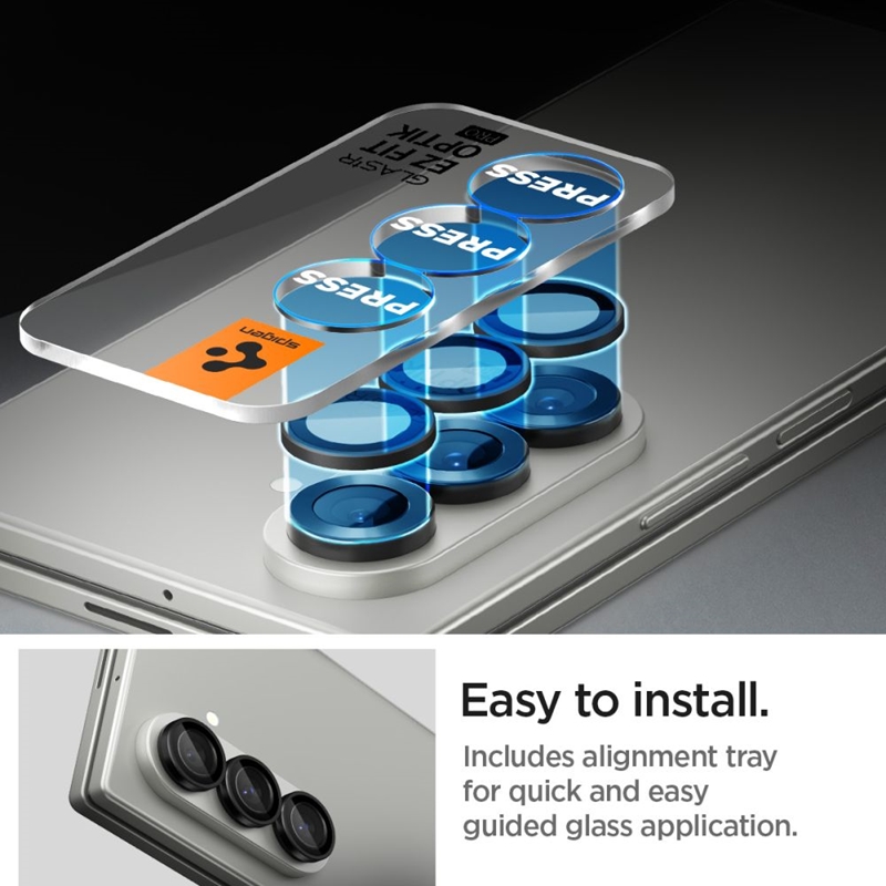 Spigen Optik Pro HD GLAS.TR EZ Fit Camera Protector 2-Pack - Szkło ochronne na obiektyw do Samsung Galaxy Z Fold 7 (2 szt)(Czarny)