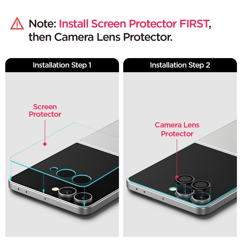 Spigen Optik Pro HD GLAS.TR EZ Fit Camera Protector 2-Pack - Szkło ochronne na obiektyw do Samsung Galaxy Z Flip 7 (Czarny)