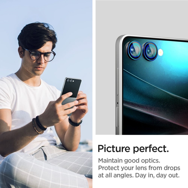 Spigen Optik Pro HD GLAS.TR EZ Fit Camera Protector 2-Pack - Szkło ochronne na obiektyw do Samsung Galaxy Z Flip 7 (Czarny)