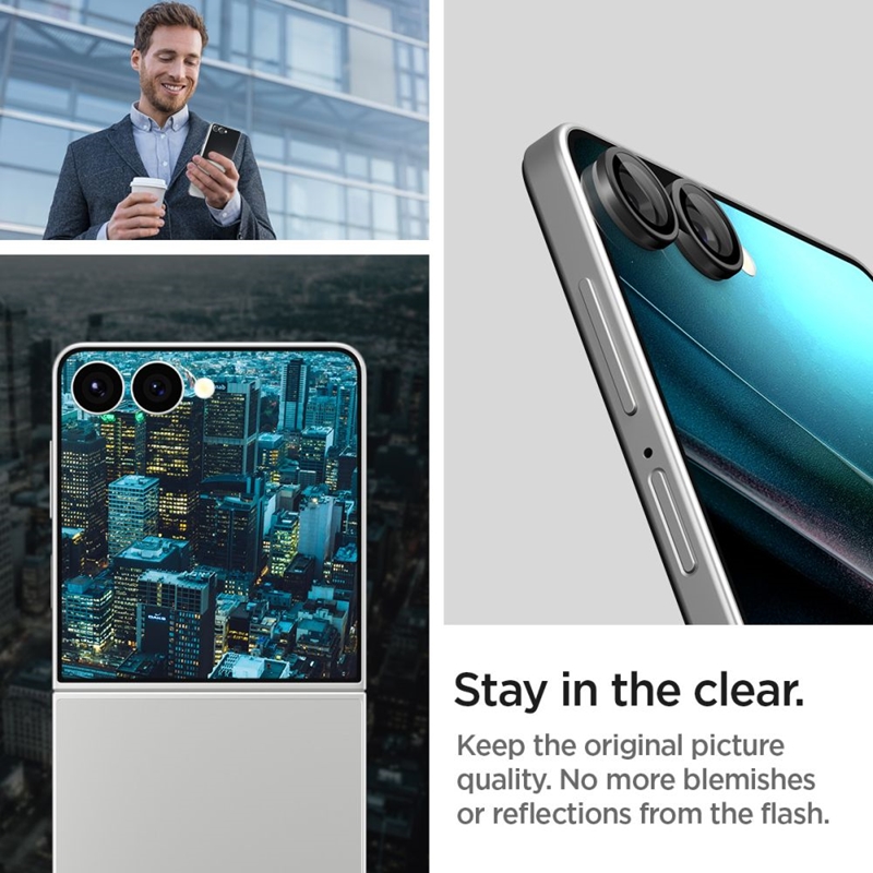 Spigen Optik Pro HD GLAS.TR EZ Fit Camera Protector 2-Pack - Szkło ochronne na obiektyw do Samsung Galaxy Z Flip 7 (Czarny)