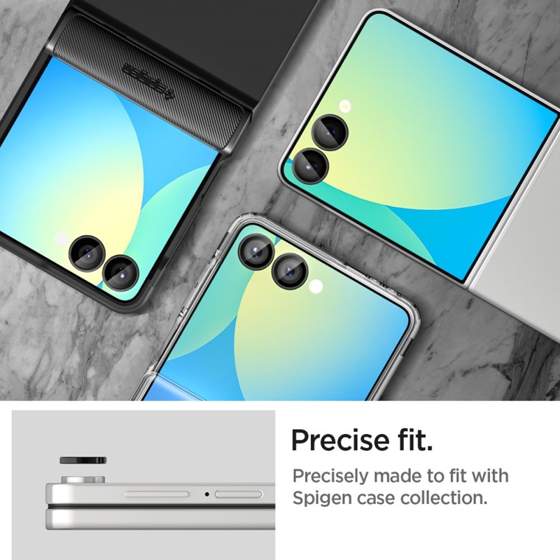 Spigen Optik Pro HD GLAS.TR EZ Fit Camera Protector 2-Pack - Szkło ochronne na obiektyw do Samsung Galaxy Z Flip 7 (Czarny)