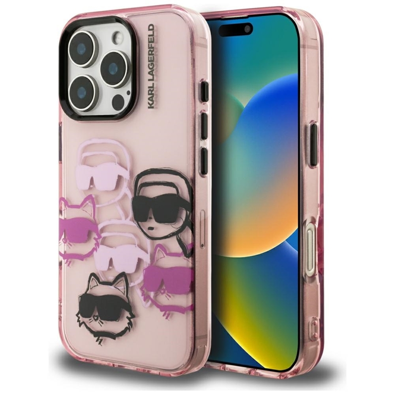 Karl Lagerfeld IML Multi K&C Head Pattern - Etui iPhone 16 Pro Max (różowy)