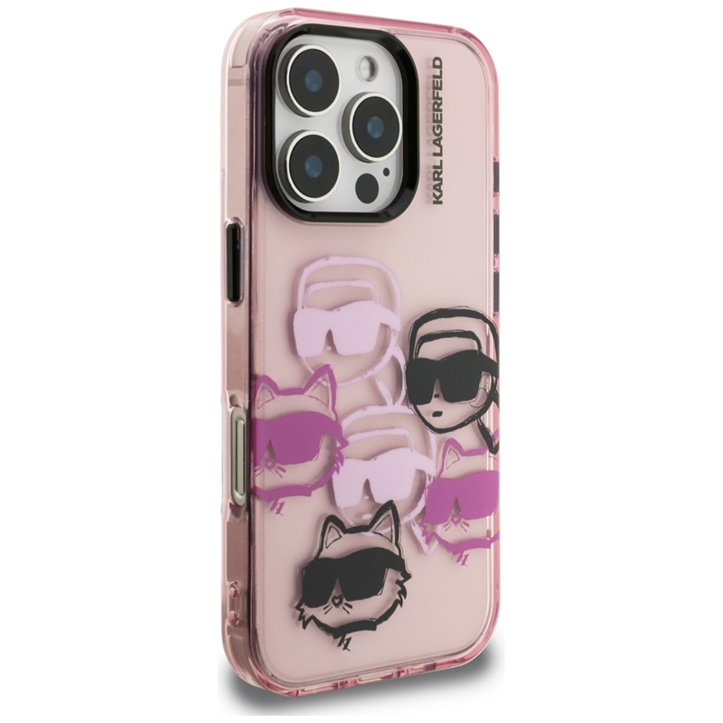 Karl Lagerfeld IML Multi K&C Head Pattern - Etui iPhone 16 Pro Max (różowy)