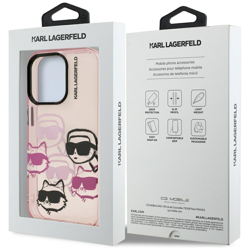 Karl Lagerfeld IML Multi K&C Head Pattern - Etui iPhone 16 Pro Max (różowy)