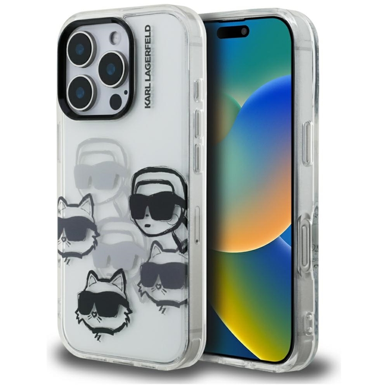 Karl Lagerfeld IML Multi K&C Head Pattern - Etui iPhone 16 Pro (przezroczysty)