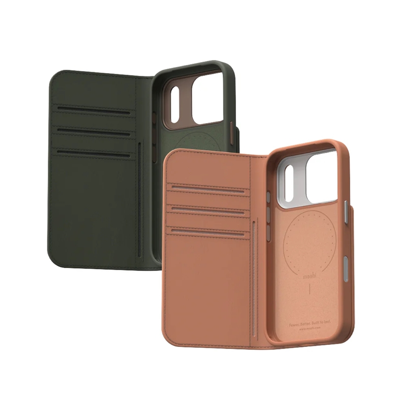 Moshi Overture MagSafe - Skórzane etui 3w1 z klapką iPhone 17 Pro Max (Misty Coral)