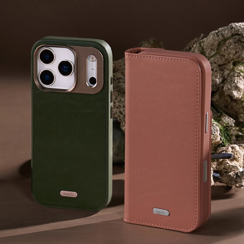 Moshi Overture MagSafe - Skórzane etui 3w1 z klapką iPhone 17 Pro Max (Misty Coral)
