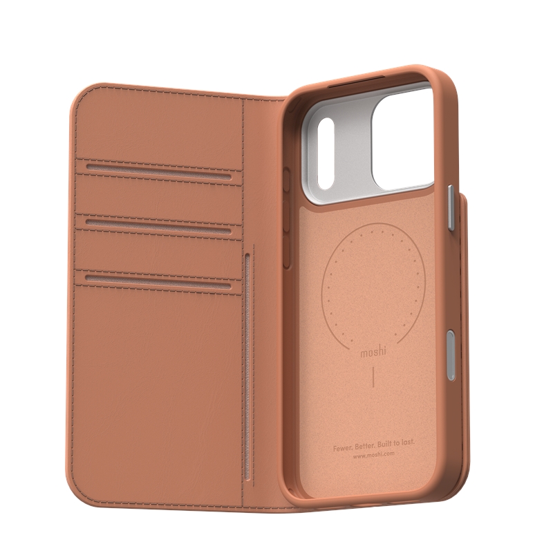 Moshi Overture MagSafe - Skórzane etui 3w1 z klapką iPhone 17 Pro Max (Misty Coral)