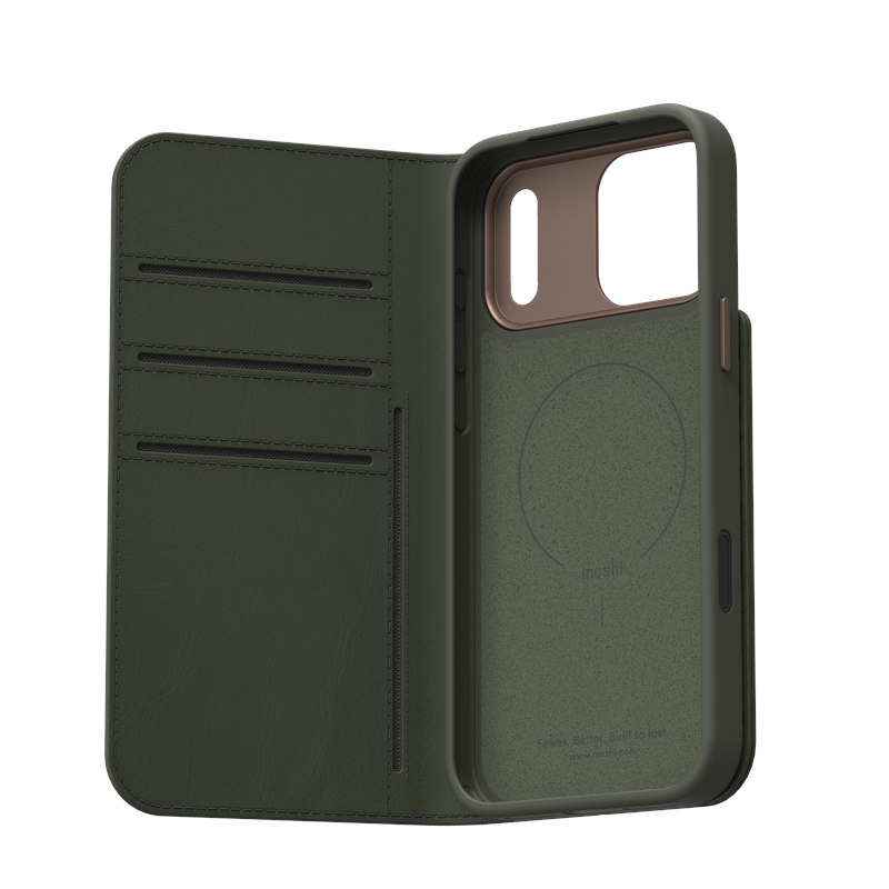 Moshi Overture MagSafe - Skórzane etui 3w1 z klapką iPhone 17 Pro Max (Moss Green)