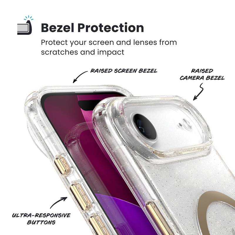 Speck Presidio Lux MagSafe - Etui iPhone Air (Glitter / Gold Metallic)