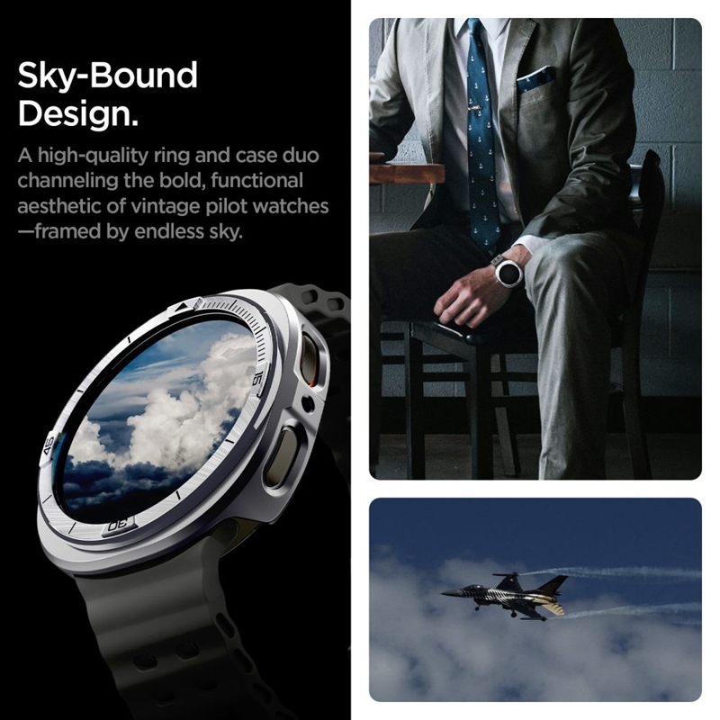 Spigen Bezel Tune Pro Pilot - Obudowa / Pierścień ochronny do Samsung Galaxy Watch 8 44 mm (Silver)