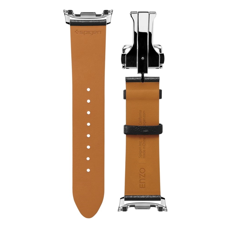 Spigen Enzo - Pasek z naturalnej skóry do Samsung Galaxy Watch 8 / 8 Classic 40 / 44 / 46 mm (Black)