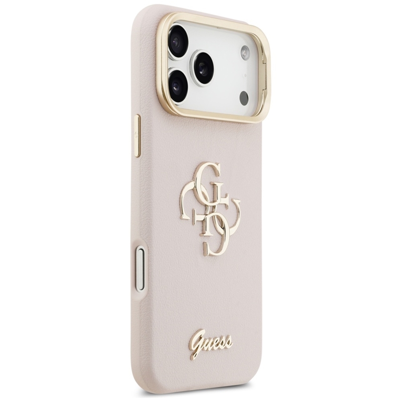 Guess Grained Big 4G & Stand Camera - Etui iPhone 17 Pro Max (różowy)