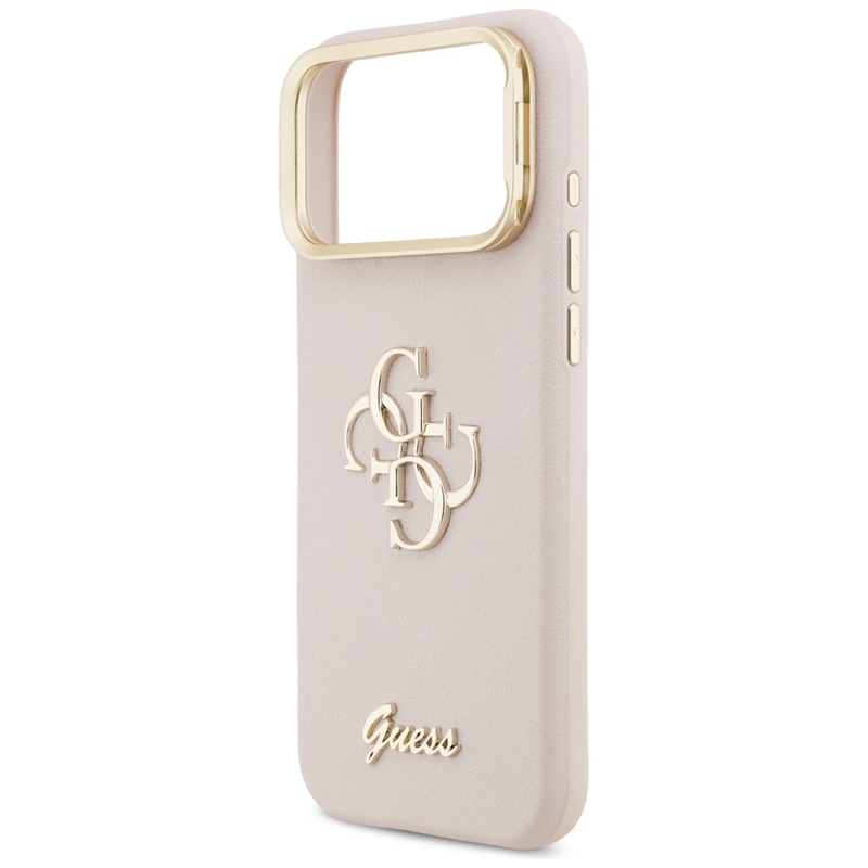 Guess Grained Big 4G & Stand Camera - Etui iPhone 17 Pro Max (różowy)