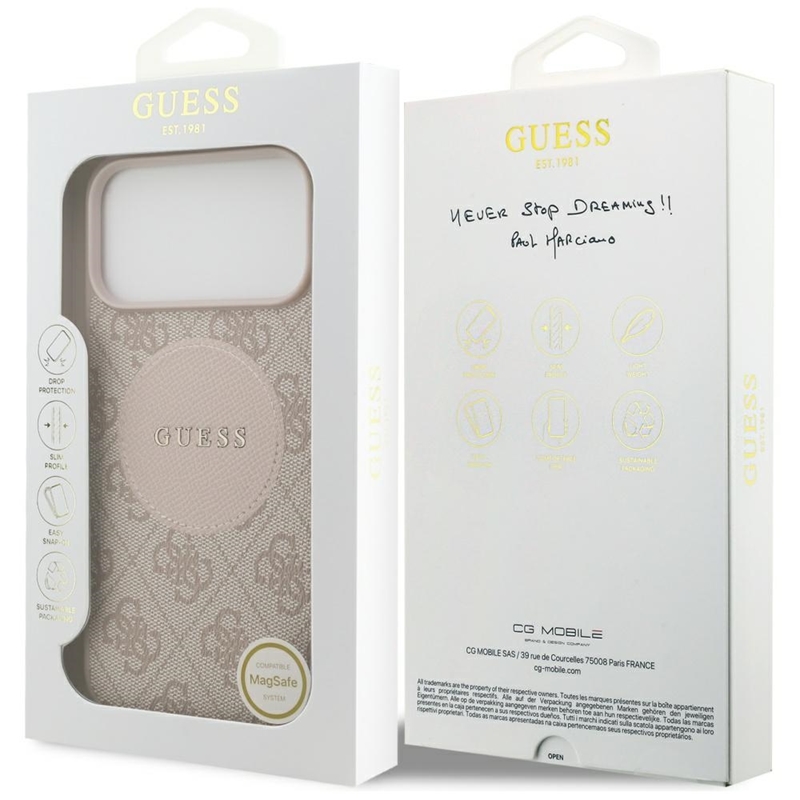 Guess 4G Circle Classic Logo MagSafe - Etui iPhone 17 Pro Max (różowy)