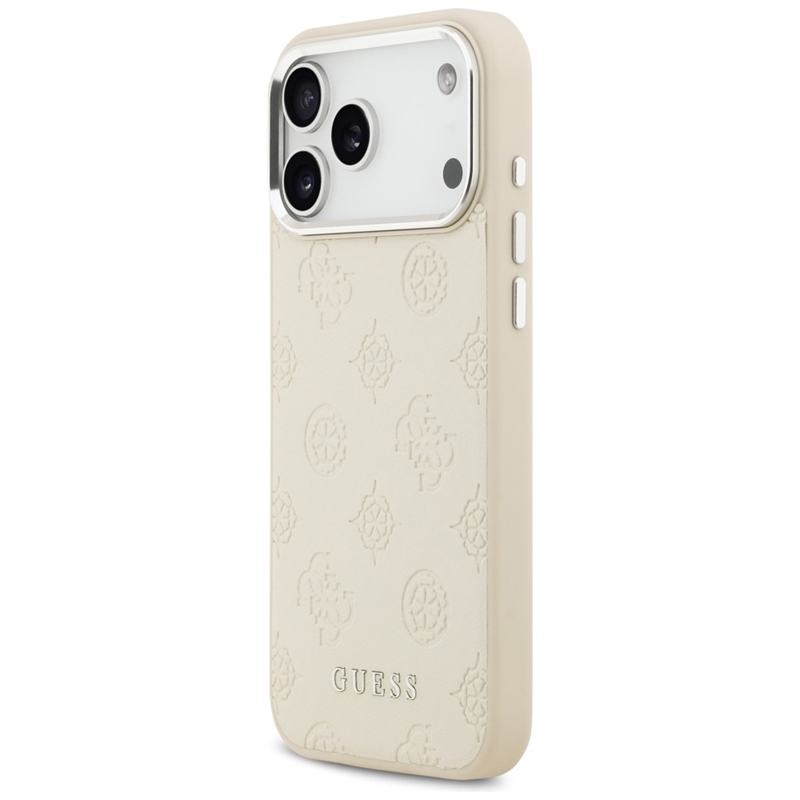 Guess Peony Hot Stamp Script MagSafe - Etui iPhone 17 Pro Max (beżowy)