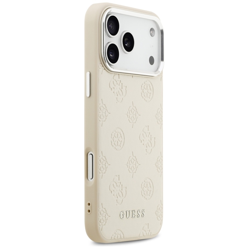 Guess Peony Hot Stamp Script MagSafe - Etui iPhone 17 Pro Max (beżowy)