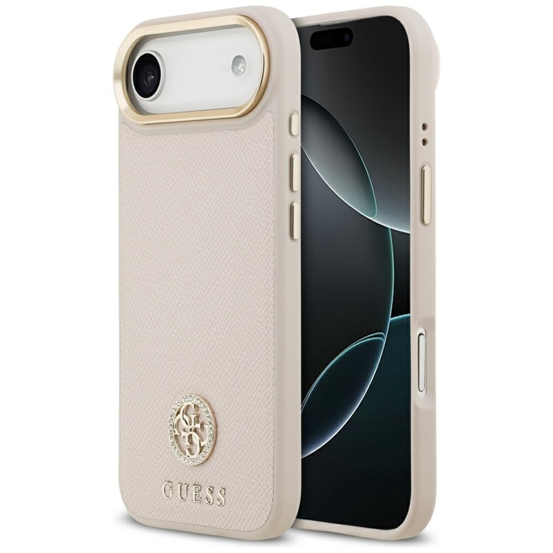 Guess Grained Strass Logo MagSafe - Etui iPhone Air (różowy)